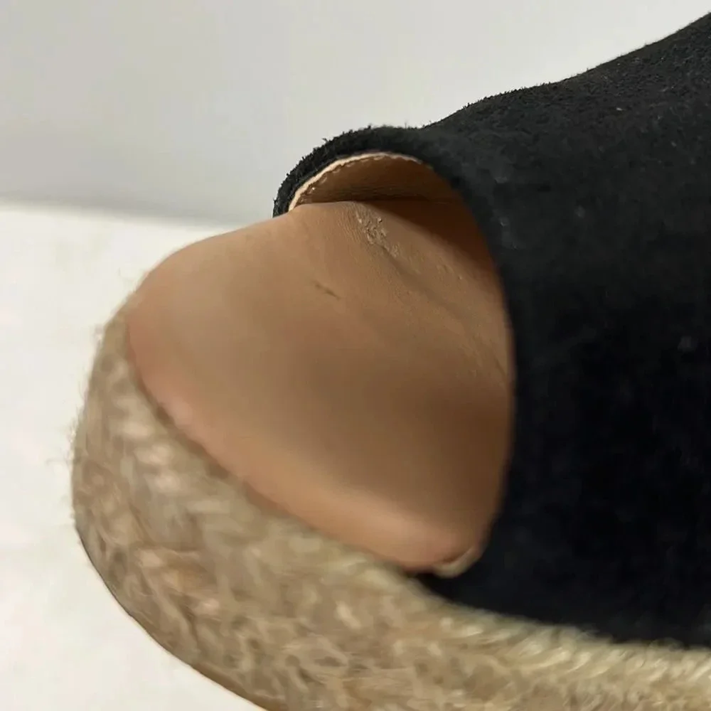 Gaimo Women’s Soft Leather and Black Suede Espadrille Wedge Heels size 36